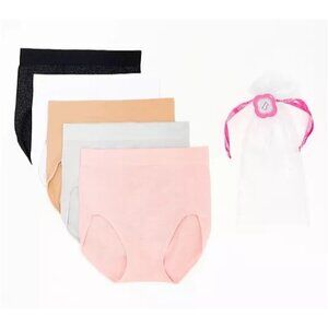 Breezies Sparkle Stripe Seamless Brief 5 Pack Medium Basic NWT